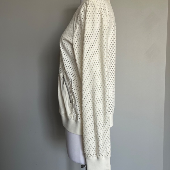 Rebecca Taylor Laser cut poplin bomber ivory white  jacket 6 M - Picture 9 of 12